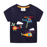 ✈️ High-Flying Style! Embroidered Aircraft Tee for Little Adventurers ☁️ - ThiGui
